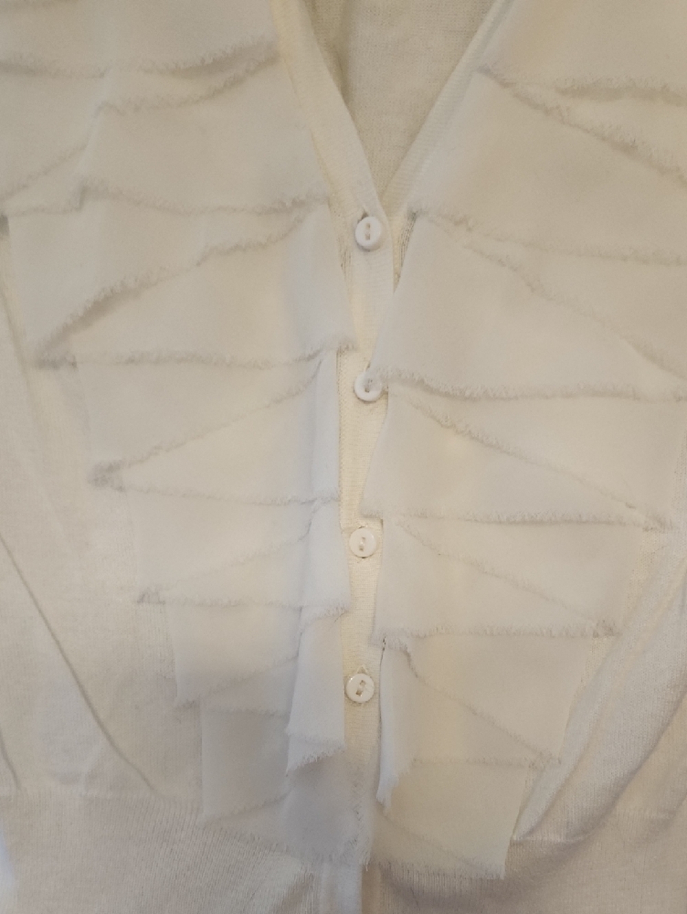 Design History Cream Ruffle-Front Button Cardigan - Picture 3 of 4